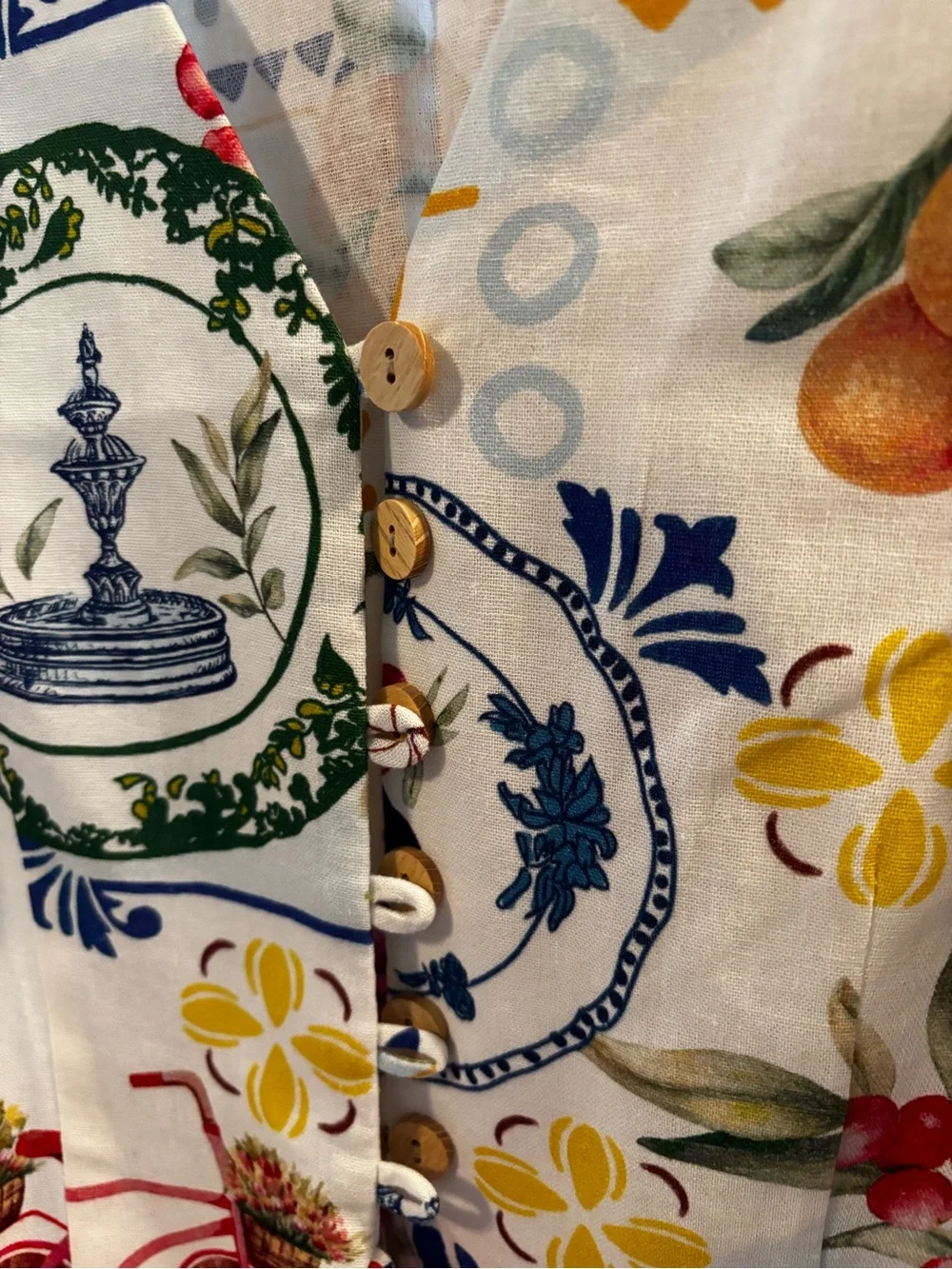Rachel Zoe Multicolor Fruit & Medallion Print Cotton Top